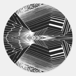 Sticker Rond Schéma géométrique conception noir et blanc