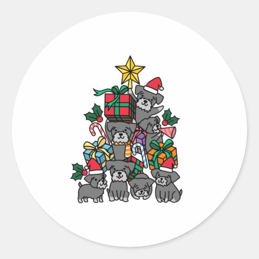 Sticker Rond Schnauzer Christmas Tree (Devant)