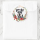 Sticker Rond Schnauzer Christmas Wreath Festive Pup (Sac)