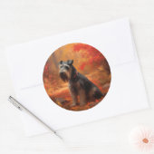 Sticker Rond Schnauzer en automne Leaves Fall Inspire (Enveloppe)
