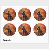 Sticker Rond Schnauzer en automne Leaves Fall Inspire (Feuille)