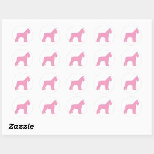 Sticker Rond Schnauzer géant (rose) (Feuille)