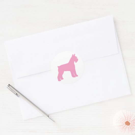 Sticker Rond Schnauzer géant (rose) (Enveloppe)