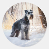 Sticker Rond Schnauzer Laisser neiger Noël (Devant)