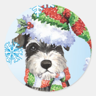 Sticker Rond Schnauzer miniature heureux de Howlidays