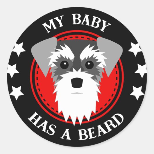 Sticker Rond Schnauzer miniature Mon bébé a une barbe (Devant)