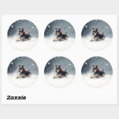 Sticker Rond Schnauzer miniature neige de Noël hiver (Feuille)