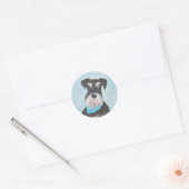Sticker Rond Schnauzer (Miniature) Peinture - Chien original mi (Enveloppe)