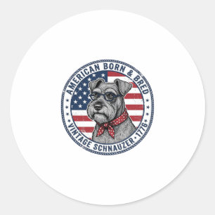 Sticker Rond Schnauzer Patriotique Vintage