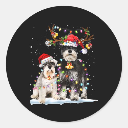 Sticker Rond Schnauzer Reindeer Noël Noël Noël (Devant)