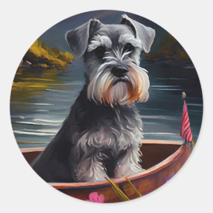 Sticker Rond Schnauzer sur une pédale : une aventure Pittoresqu