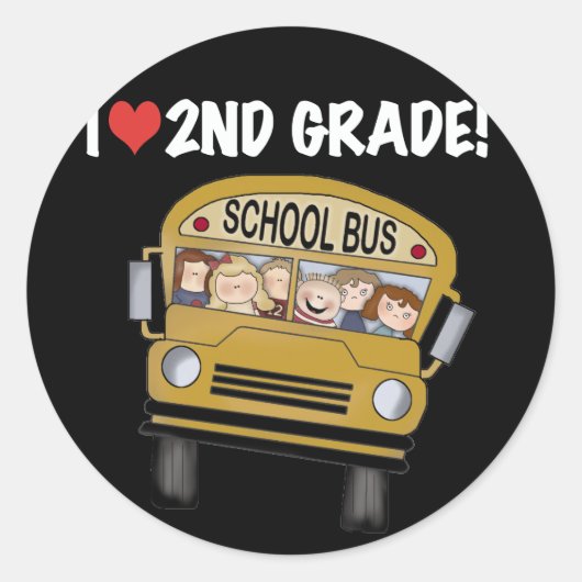 Sticker Rond School Bus Love 2nd Grade (Devant)