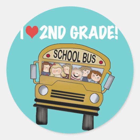 Sticker Rond School Bus Love 2nd Grade (Devant)