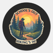 Sticker Rond Schools Out Hikings In Hiker Teacher Student Summe (Devant)