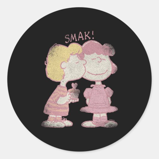 Sticker Rond Schroeder &amp; Lucy Valentine's Day Kiss  (Devant)