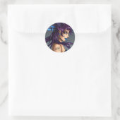 Sticker Rond Sci-Fi Anime Girl (Sac)