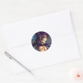 Sticker Rond Sci-Fi Anime Girl (Enveloppe)