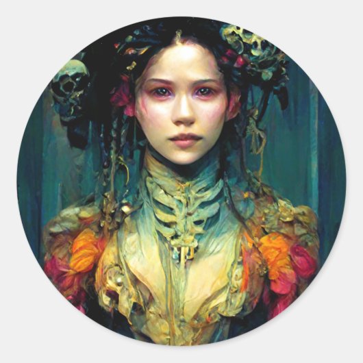 Sticker Rond Sci-Fi Imaginaire d'oursin arc-en-ciel (Devant)