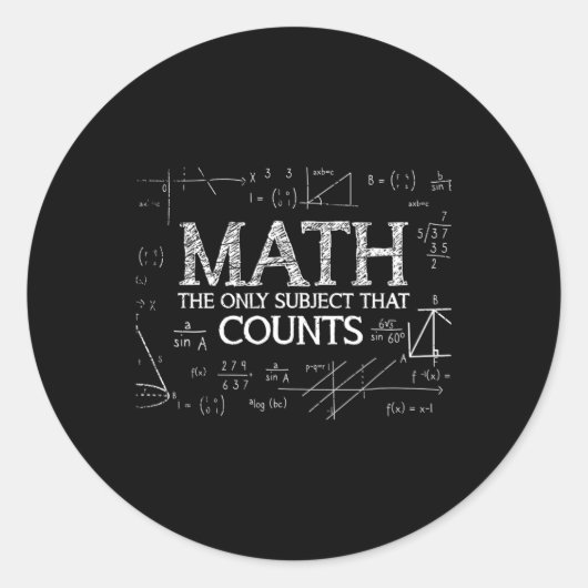 Sticker Rond Science Drôle Nerd Math Le Seul Sujet Qui Peut (Devant)