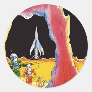 Sticker Rond Science-fiction vintage, Aliens de la science-fict