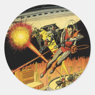 Sticker Rond Science-fiction vintage, Extra-terrestres de la sc