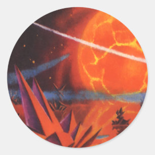 Sticker Rond Science-fiction vintage, planète de science-fictio