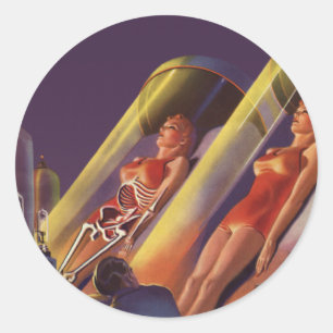 Sticker Rond Science-fiction vintage, Scientifiques de la scien