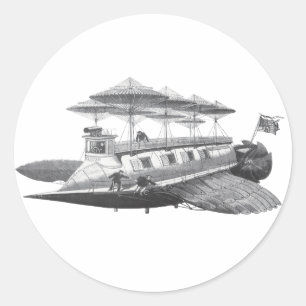 Sticker Rond Science-fiction vintage Steampunk Éclipse de dirig