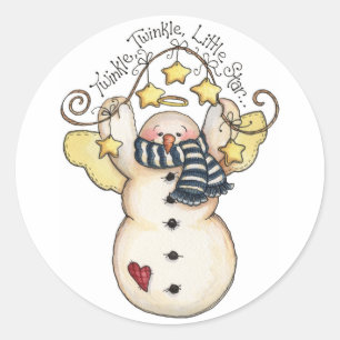 Sticker Rond Scintillement de scintillement d'ange de neige peu