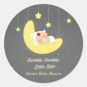 Sticker Rond Scintillement neutre de genre peu de baby shower