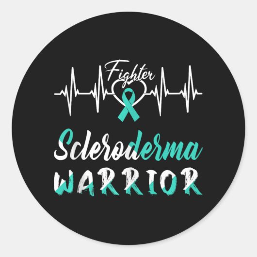 Sticker Rond Scleroderma Sensibilisation Guerrier battement de (Devant)