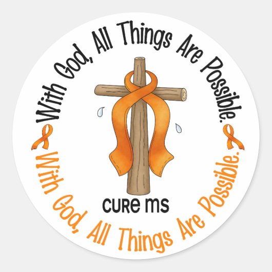 Sticker Rond Sclérose en plaques MS AVEC DIEU CROSS 1 (Devant)