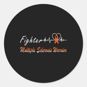 Sticker Rond Sclérose Guerrier Combattants Mme Heartbeat Orange