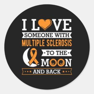 Sticker Rond Sclérose Je Porte Orange