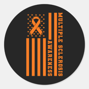 Sticker Rond Sclérose Ms Awareness Patriotique Usa American Fla