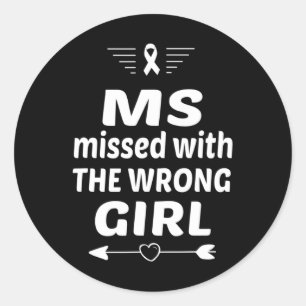 Sticker Rond Sclérose Ms Manquée Avec Une Fille Erronée Orange