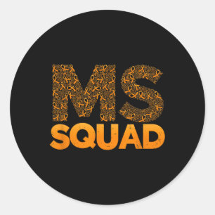 Sticker Rond Sclérose Ms Squad Orange Ribbon Survivante Soutien