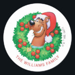 Sticker Rond Scooby de Christmas Wreath<br><div class="desc">Merry Christmas from Scooby-Dooby Doo !</div>