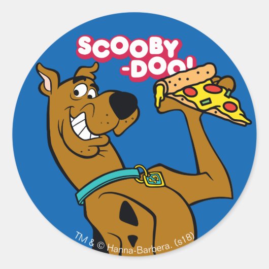Sticker Rond Scooby Doo Avec Pizza Slice (Devant)