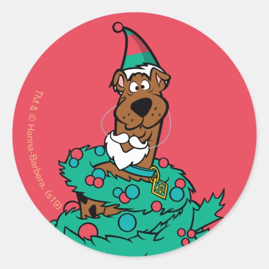 Sticker Rond Scooby Doo Enveloppé Dans Des Wreath (Devant)