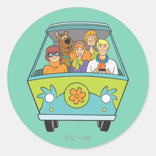 Sticker Rond Scooby-Doo & Gang Mystery Machine (Devant)