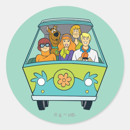 Sticker Rond Scooby-Doo & Gang Mystery Machine (Devant)