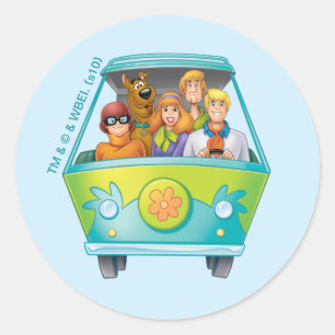 Sticker Rond Scooby-Doo & Gang Mystery Machine Airbrush