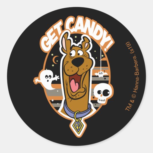 Sticker Rond Scooby-Doo | Obtenez Du Bonbon ! (Devant)