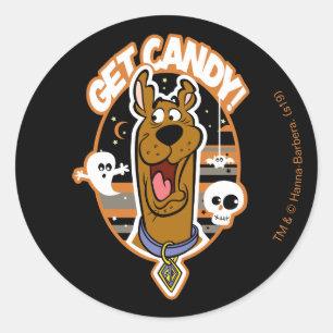 Sticker Rond Scooby-Doo   Obtenez Du Bonbon !