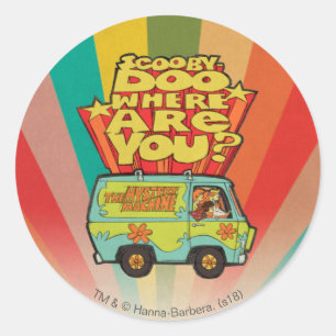 Sticker Rond Scooby-Doo   "Où Es-Tu ?" Retro Cartoon Van