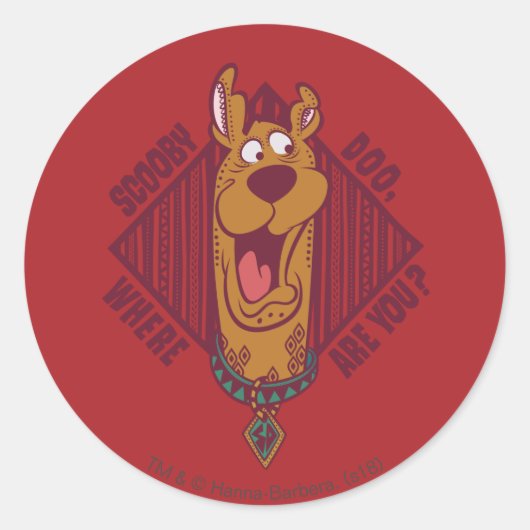 Sticker Rond Scooby-Doo Où Êtes-Vous Graphique Tribal (Devant)