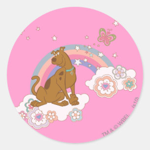 Sticker Rond Scooby-Doo Rainbow Butterfly