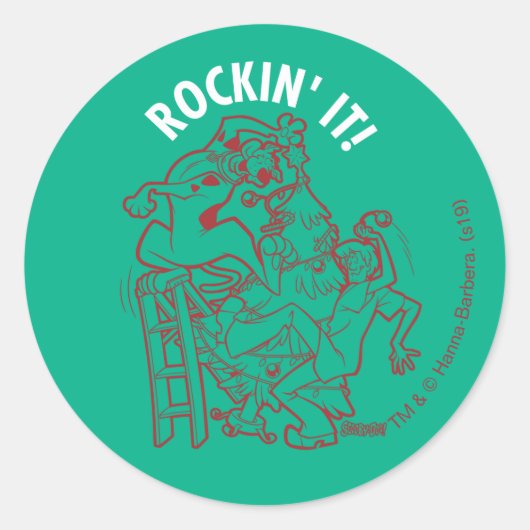 Sticker Rond Scooby-Doo & Shaggy Rockin 'Il Arrondit L'Arbre (Devant)