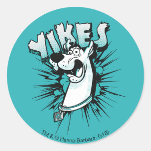 Sticker Rond Scooby-Doo "Yikes !" Graphique demi-ton